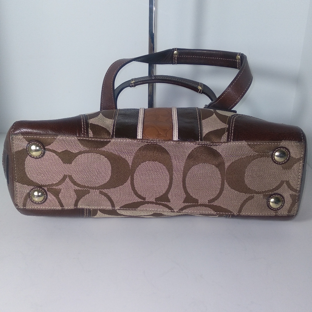 SOLD Authentic Vintage Coach Hampton Signature Stripe C Monogram Canvas Bag - Picture 10 of 14